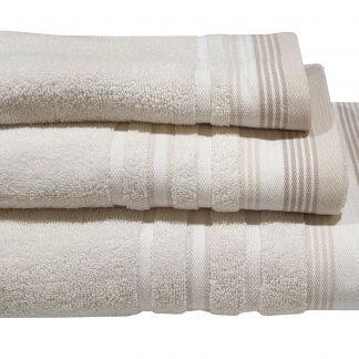 Πετσέτα ΚΟΜΒΟΣ Satin Stripe Πεννιέ 450γρ/m2 100% Cotton Προσώπου Sand 50x90
