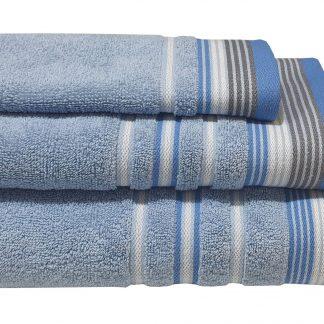 Πετσέτα ΚΟΜΒΟΣ Satin Stripe Πεννιέ 450γρ/m2 100% Cotton Σώματος Light Blue 70x140