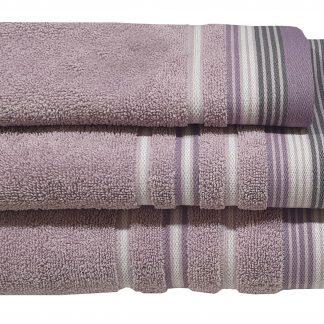 Πετσέτα ΚΟΜΒΟΣ Satin Stripe Πεννιέ 450γρ/m2 100% Cotton Σώματος Lilac 70x140