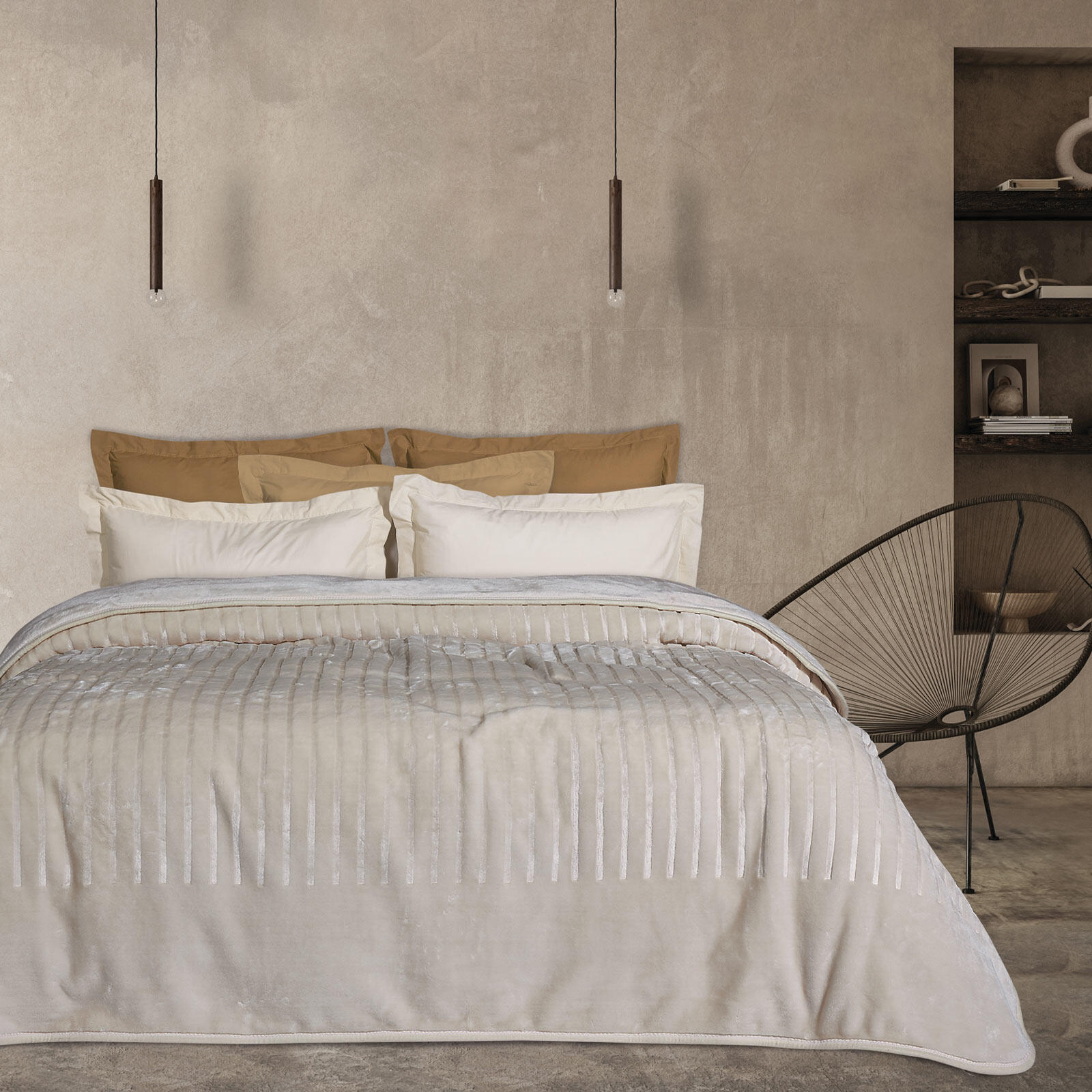 Das Home Κουβερτα Velour Monh 1351 Μπεζ Μπεζ