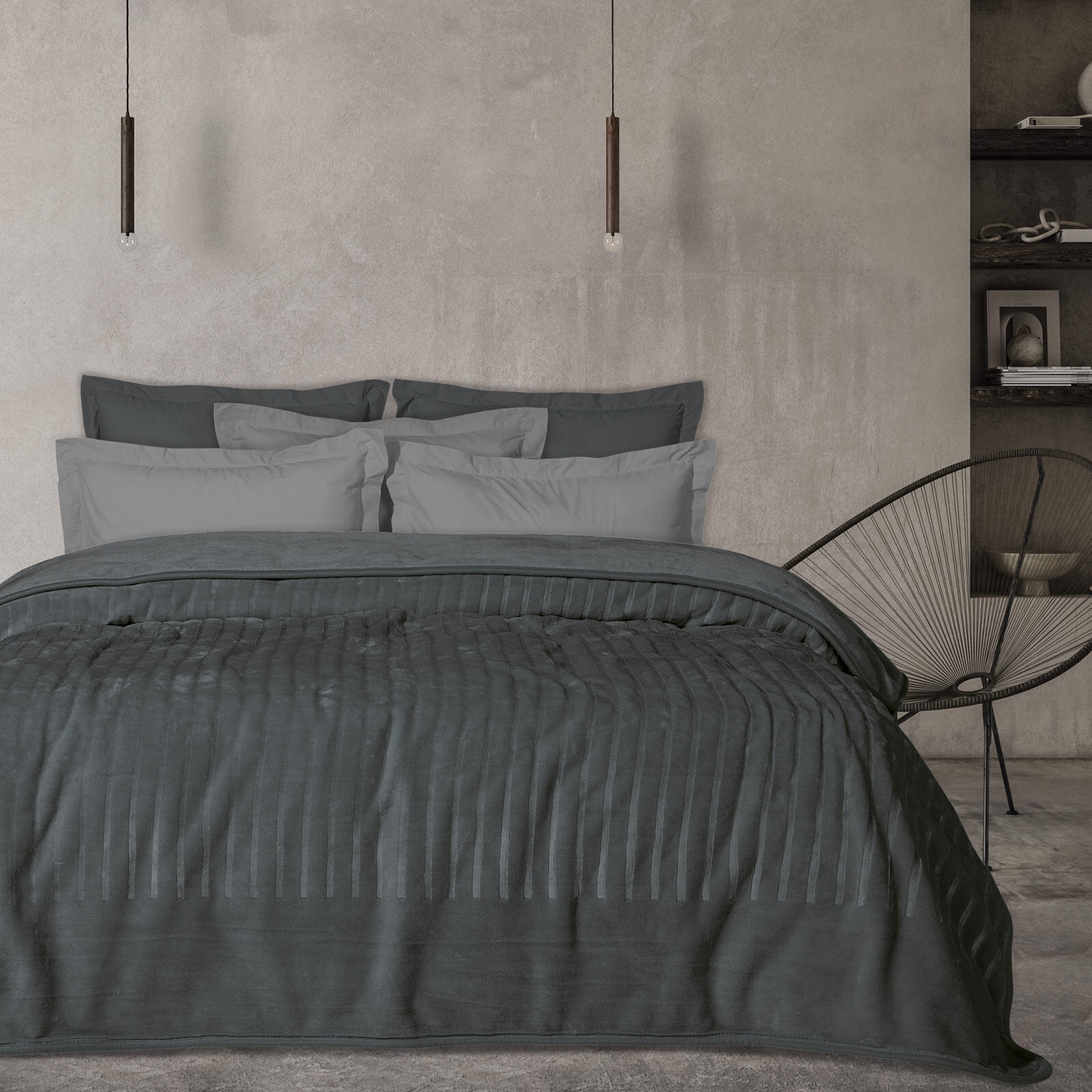 Das Home Κουβερτα Velour Υπερδιπλη 1349 Γραφιτησ Γραφιτησ