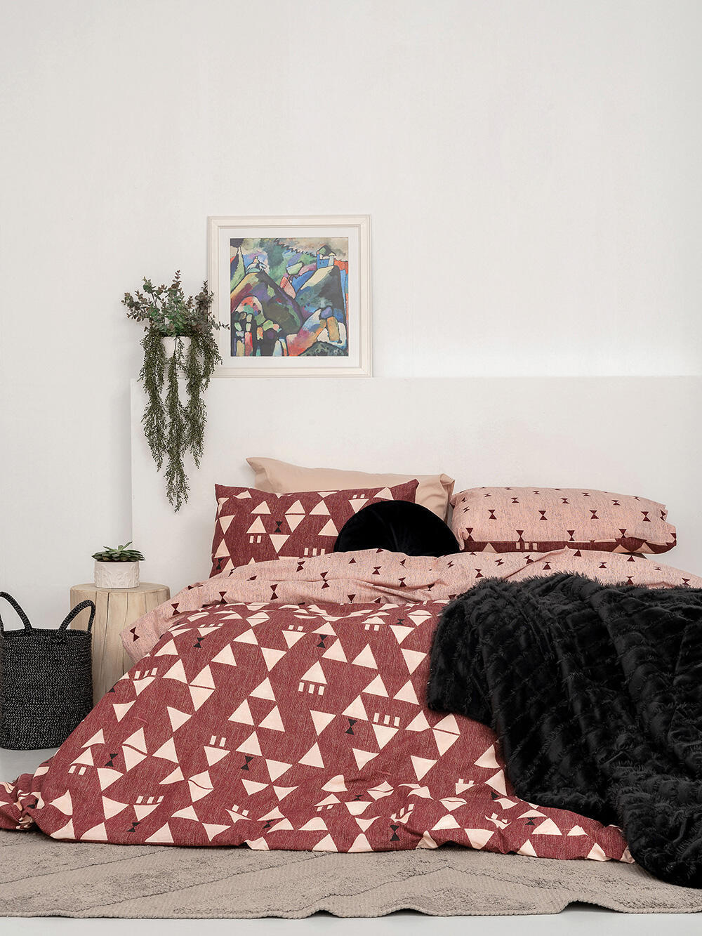Palamaiki Σετ Υπέρδιπλα Σεντόνια Fashion Life 240x260 FL6174 Με Λάστιχο Κόκκινο