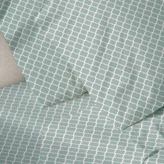 Sunshine Σετ Σεντόνια Menta Εμπριμέ 530 Aqua Υπέρδιπλο (220x250) - Σετ σεντόνια από σύμμεικτο βαμβάκι, σε φλοραλ σχέδιο.