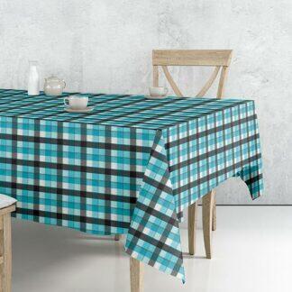 Sunshine Τραπεζομάντηλο 6997 Turquoise 140x140 - Τραπεζομάντηλο χρωματιστο με καρό μοτίβο, από σύμμεικτο βαμβάκι.