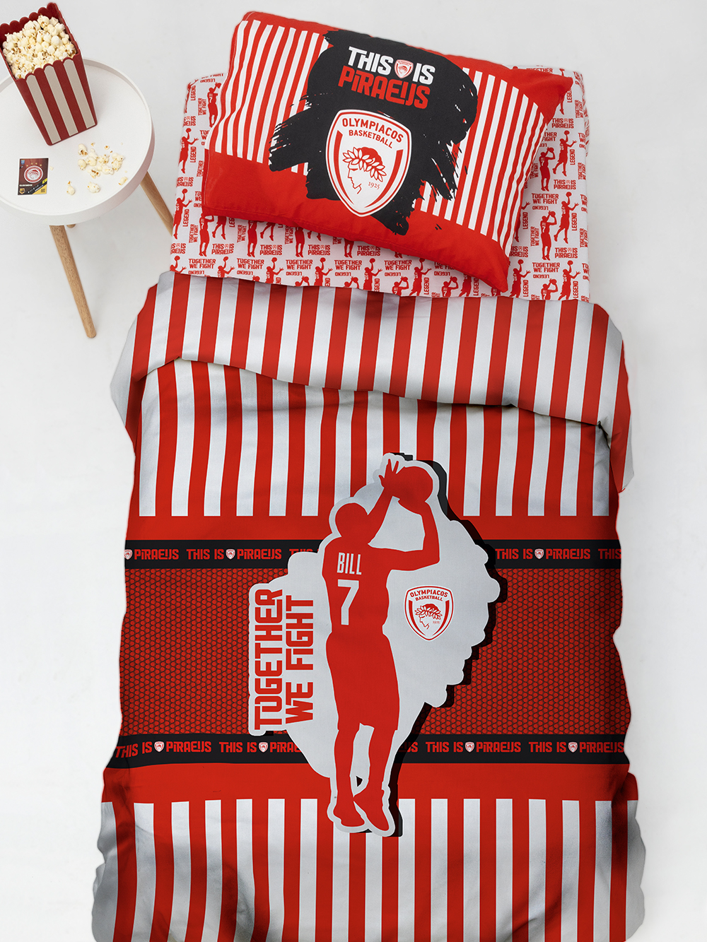 Palamaiki Σετ Μονά Σεντόνια Olympiacos B.C. 170x260 BC8 Με Λάστιχο