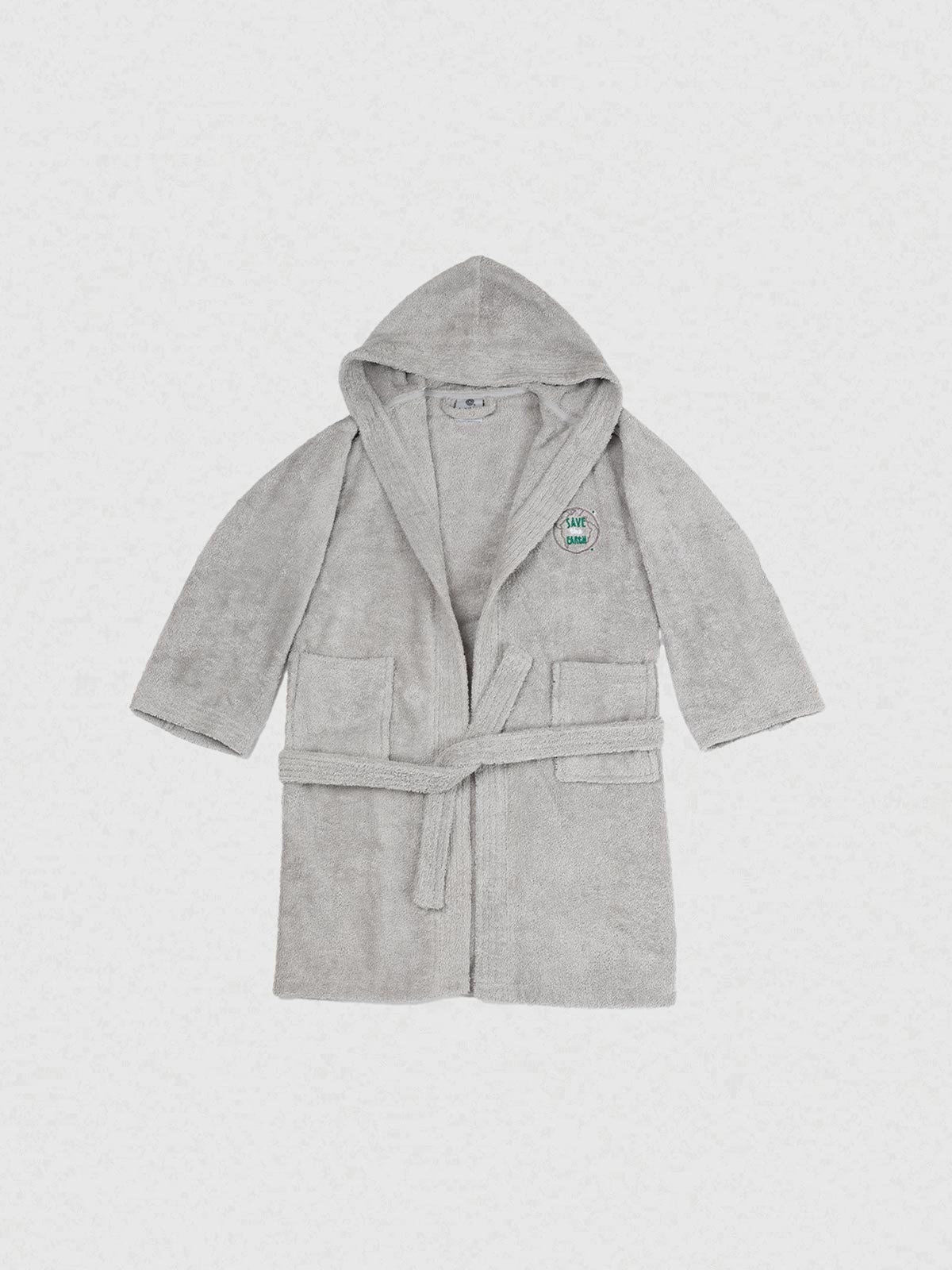 Sunshine Μπουρνούζι Παιδικό Eco Grey Ηλικία 10-12 - Παιδικό μπουρνούζι πενιέ από 100% βαμβάκι με κέντημα.