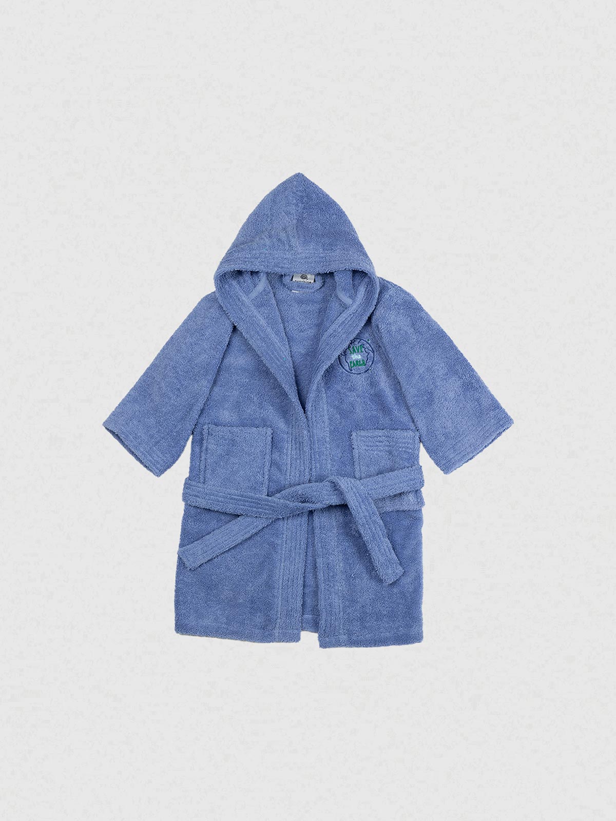 Sunshine Μπουρνούζι Παιδικό Eco Blue Ηλικία 10-12 - Παιδικό μπουρνούζι πενιέ από 100% βαμβάκι με κέντημα.