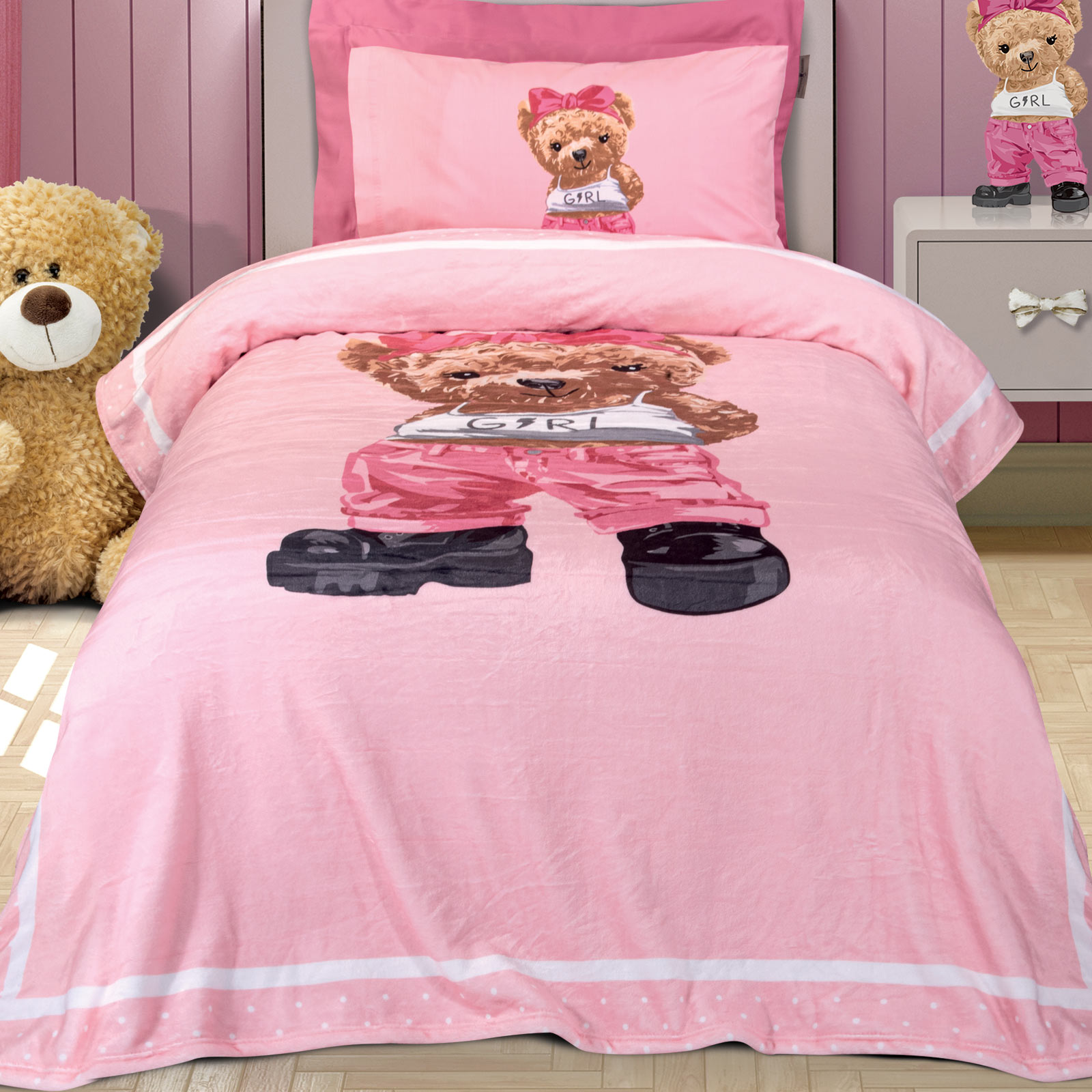 Greenwich Polo Club Junior Κουβερτα Fleece 8839 Beige - Grey - Pink Beige - Grey - Pink - Image 2