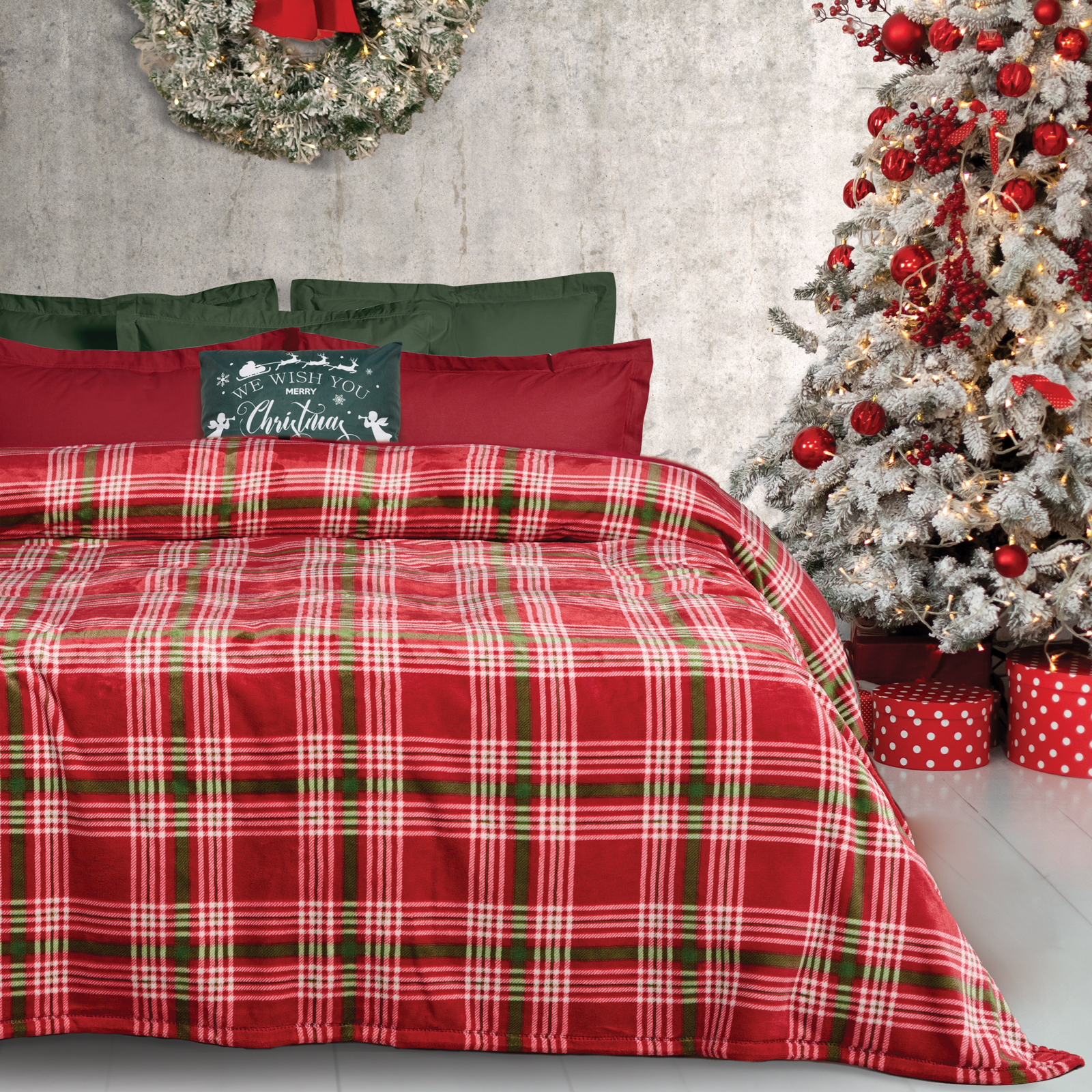 Das Home Κουβερτα Fleece 160Χ220 1361 Green - Red Green - Red