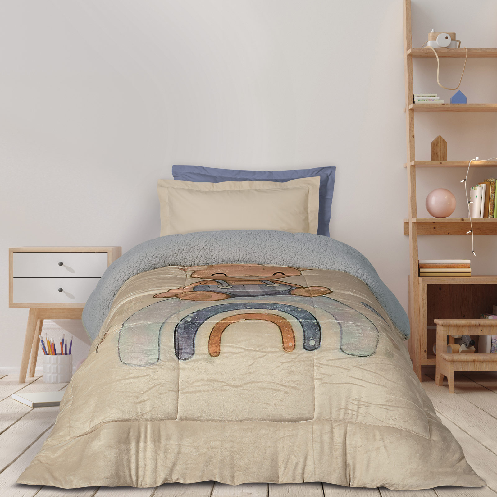 Das Kids Κουβερτοπαπλωμα 160Χ220 4925 Beige - Grey Beige - Grey