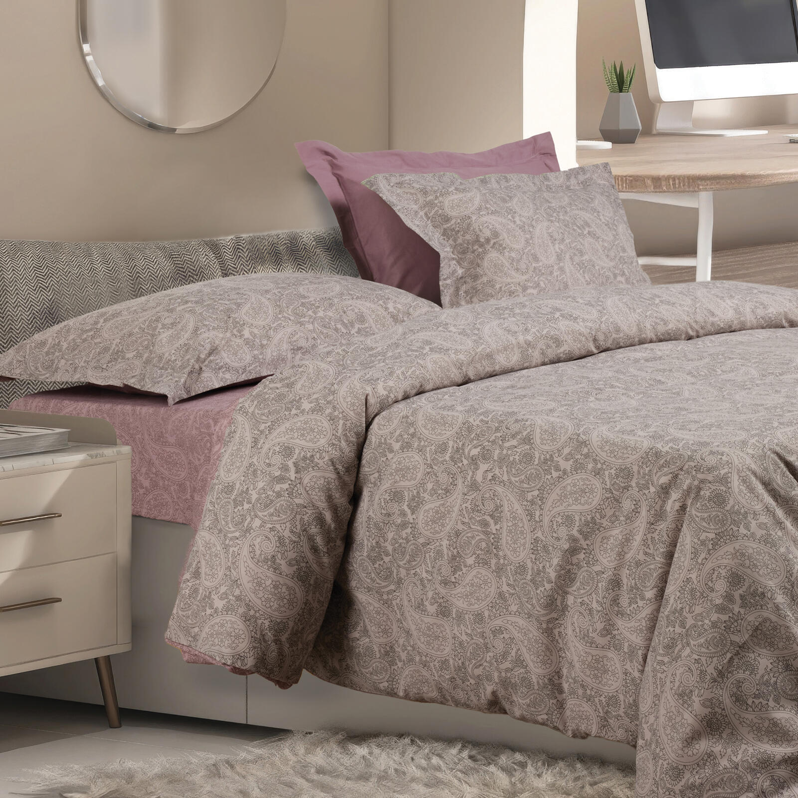 Das Home Σετ Παπλωματοθηκη Υπερδιπλη Casual 5438 Grey - Lilac Grey - Lilac