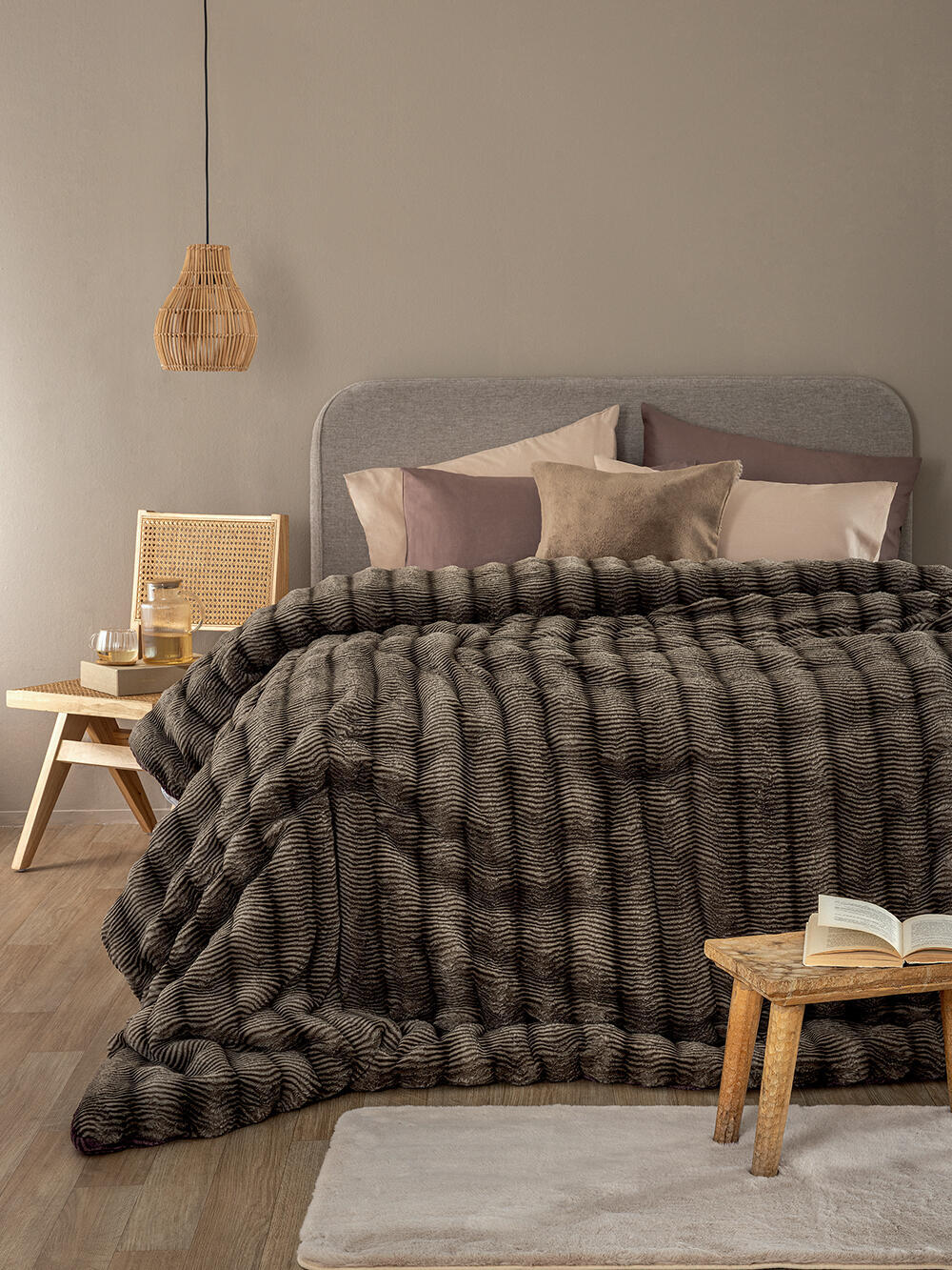 Palamaiki Κουβερτοπάπλωμα Υπέρδιπλο 220x240 JUNO TAUPE Καφέ