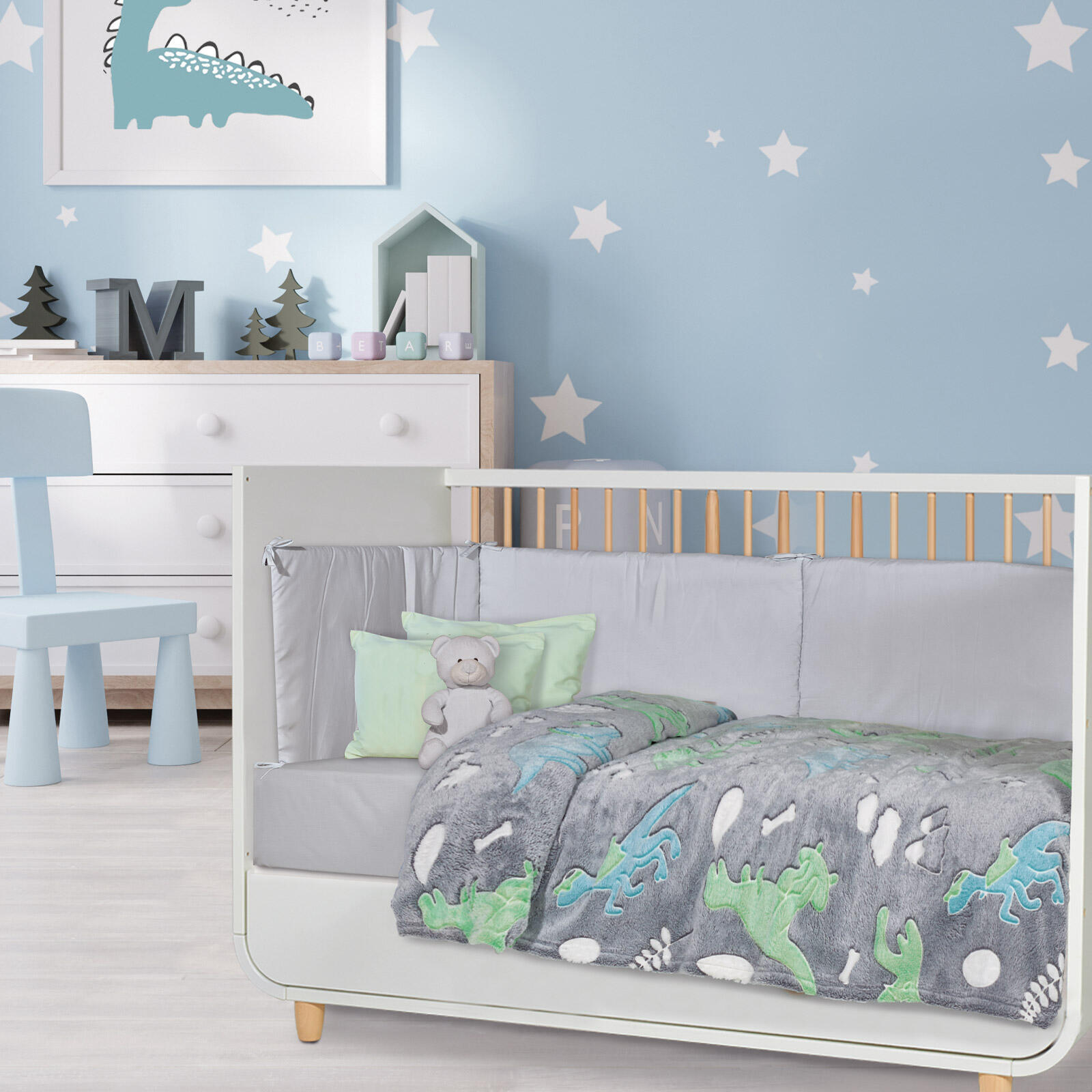 Das Baby Κουβερτα Fleece 80X110 Relax 4865 Γκρι - Μπλε - Πρασινο Γκρι - Μπλε - Πρασινο - Image 13