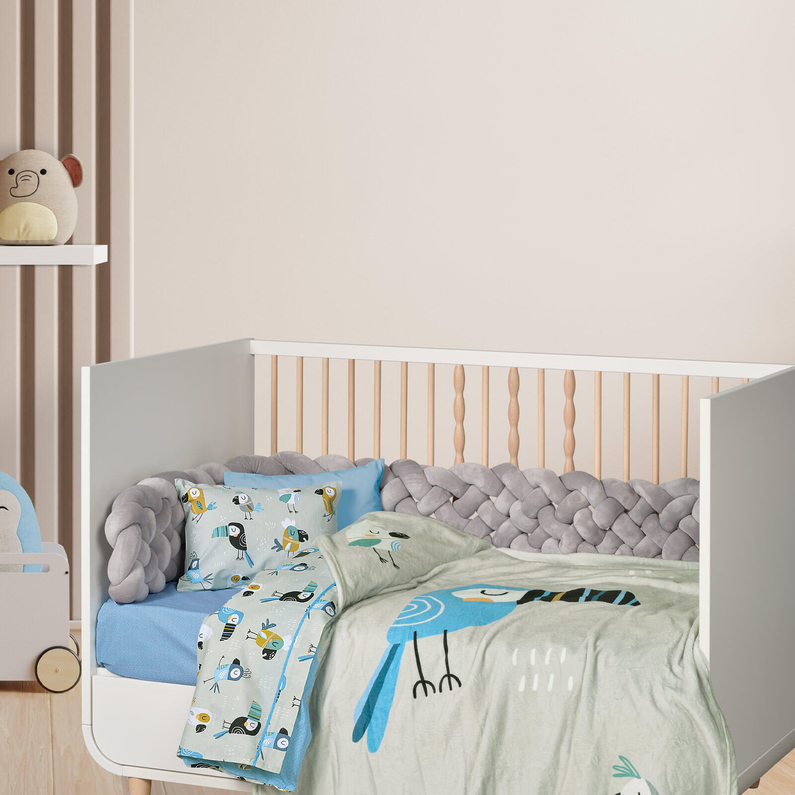 Das Baby Κουβερτα Fleece 80X110 Baby Fun 4914 Blue - Grey - Mint Blue - Grey - Mint - Image 5