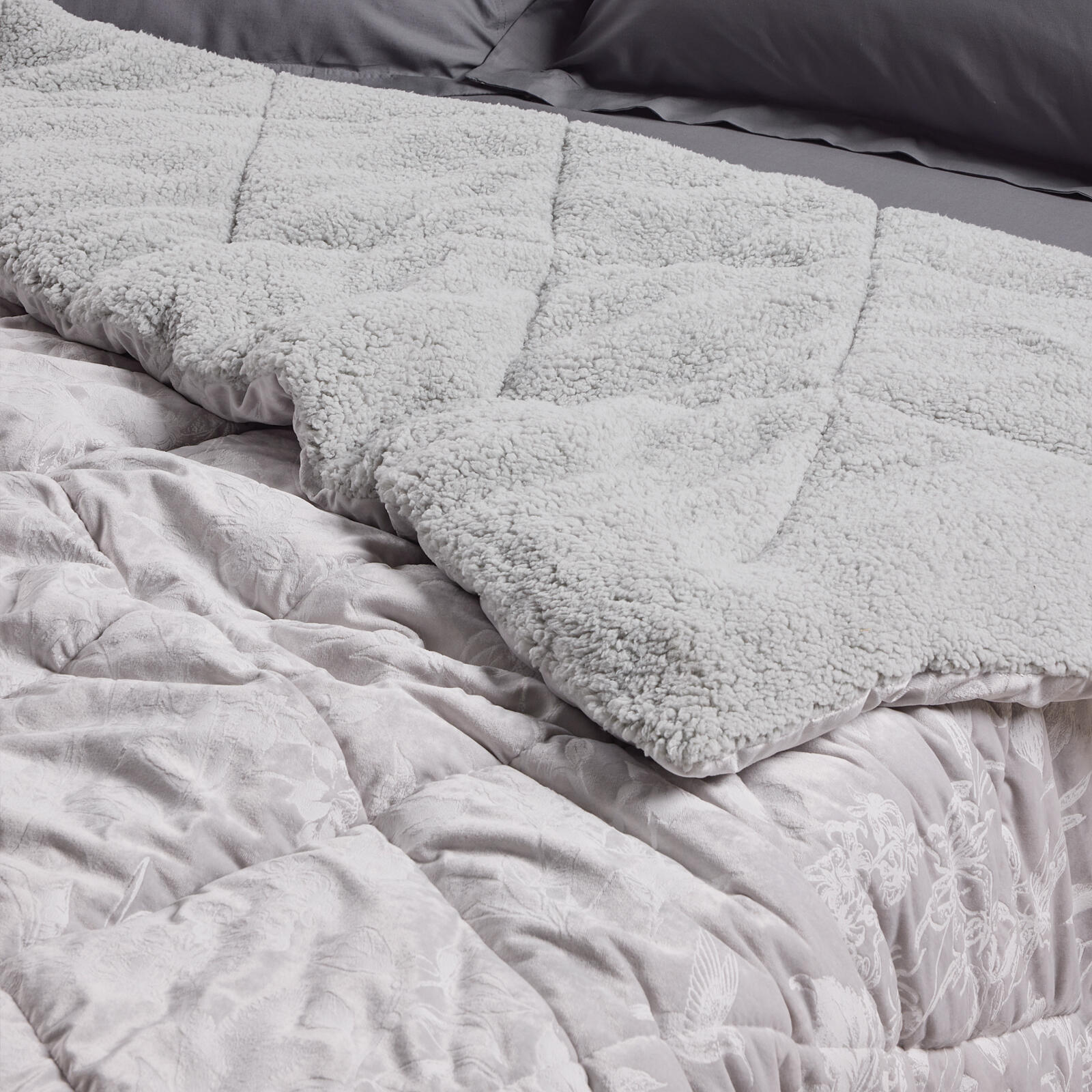 Das Home Velvet Κουβερτοπαπλωμα Sherpa Μονο 1376 Grey Grey - Image 5