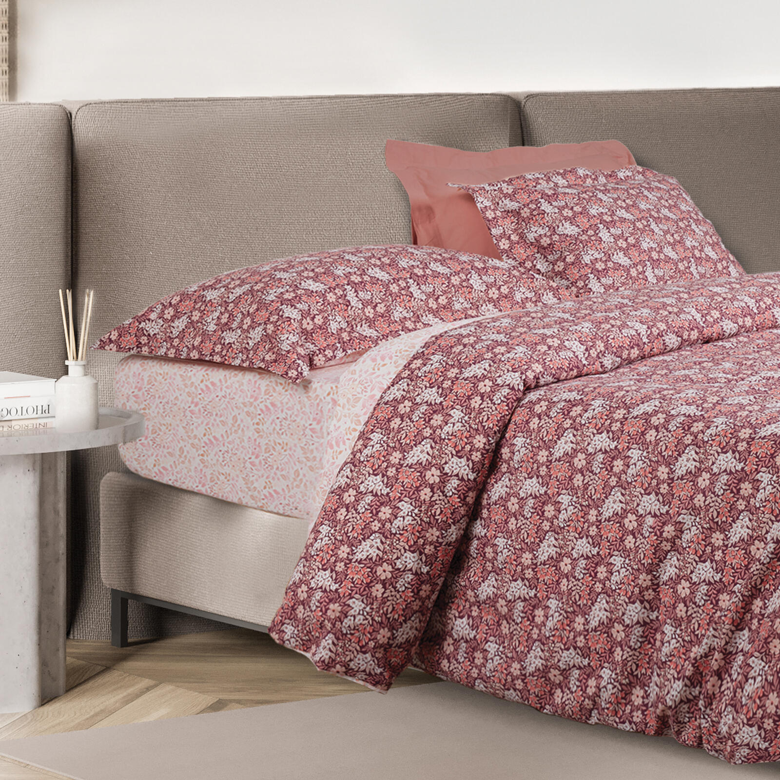Das Home Σετ Σεντονια Μονα Με Λαστιχο Casual 5433 Bordeaux - Nude Bordeaux - Nude - Image 4